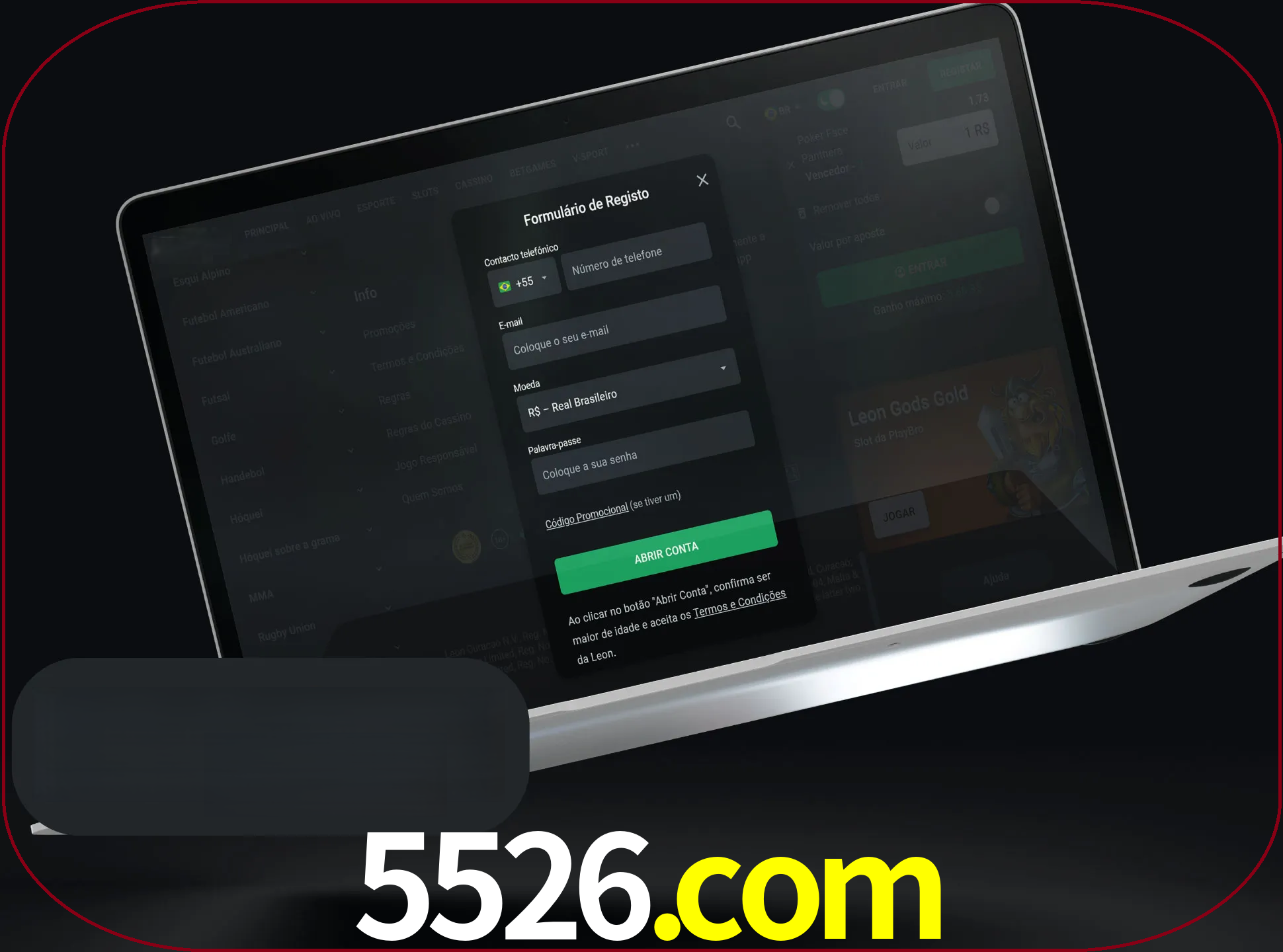 Abra o site da LeonBet e crie sua própria conta.